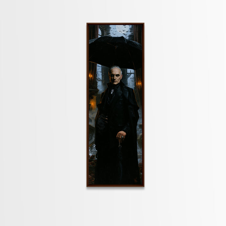 The Cemetery Gentleman, Victorian Vampire Portrait, Tall Narrow Canvas Print, Macabre Home Decor, Spooky Season Decor, Classic Monster Art