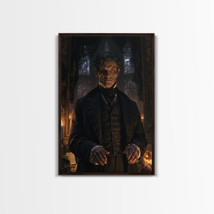 The Parish Beast, Victorian Werewolf Portrait, Vertical Canvas Print, Dark Academia Decor, Canvas Print, Classic Monster Art