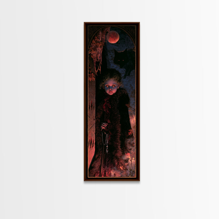The Wolf-Child Of Ash Lane, Victorian Werewolf Portrait, Tall Narrow Canvas Print, Gothic Home Decor, Gothic Wall Decor, Classic Monster Art