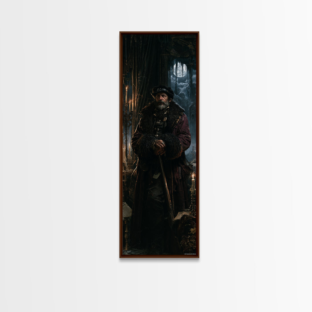 The Midnight Gamekeeper, Victorian Werewolf Portrait, Tall Narrow Canvas Print, Antique Style Decor, Gothic Wall Decor, Classic Monster Art