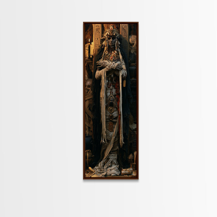 The Pharaoh’s Bride, Victorian Mummy Portrait, Tall Narrow Canvas Print, Macabre Home Decor, Canvas Print, Classic Monster Art