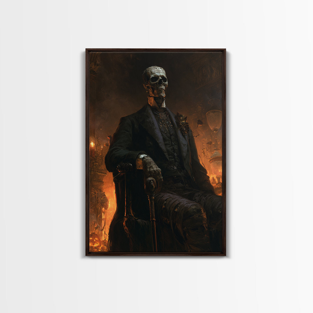 The Tomb Gentleman, Victorian Mummy Portrait, Vertical Canvas Print, Antique Style Decor, Halloween Portrait Art, Classic Monster Art