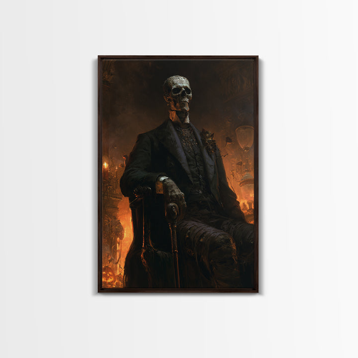 The Tomb Gentleman, Victorian Mummy Portrait, Vertical Canvas Print, Antique Style Decor, Halloween Portrait Art, Classic Monster Art
