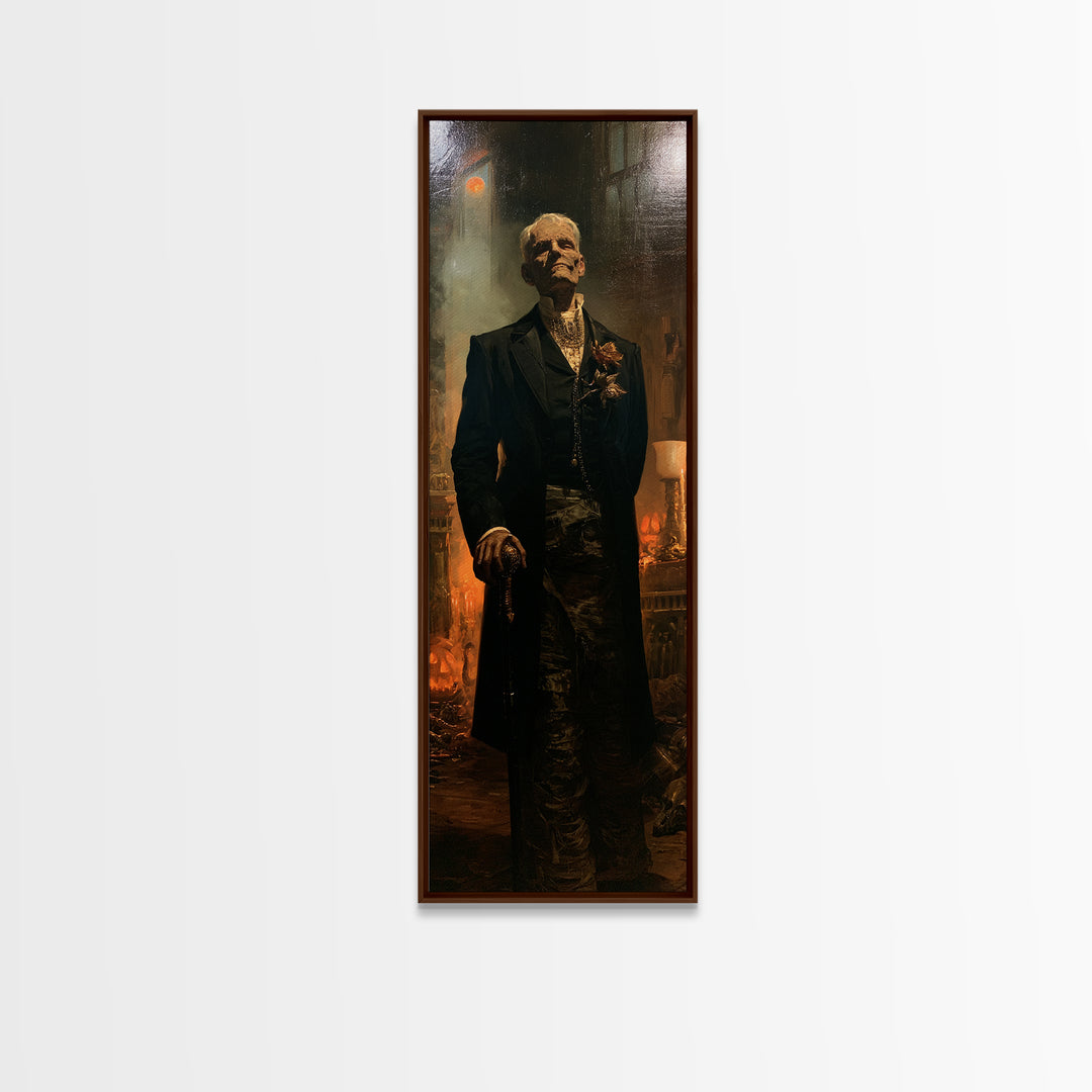 The Tomb Gentleman, Victorian Mummy Portrait, Tall Narrow Canvas Print, Macabre Home Decor, Canvas Print, Classic Monster Art