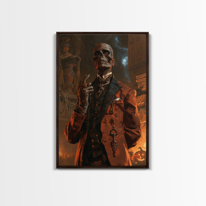 The Linen Baron, Victorian Mummy Portrait, Vertical Canvas Print, Gothic Home Decor, Antique Horror Decor, Classic Monster Art