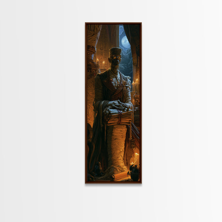 The Desert Archivist, Victorian Mummy Portrait, Tall Narrow Canvas Print, Dark Academia Decor, Canvas Print, Classic Monster Art