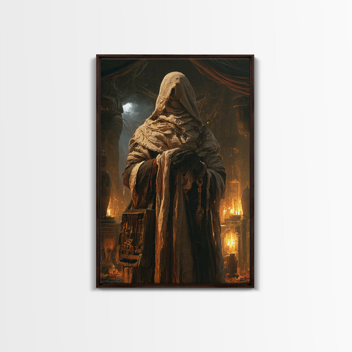 The Moonlit Embalmer, Victorian Mummy Portrait, Vertical Canvas Print, Macabre Home Decor, Canvas Print, Classic Monster Art