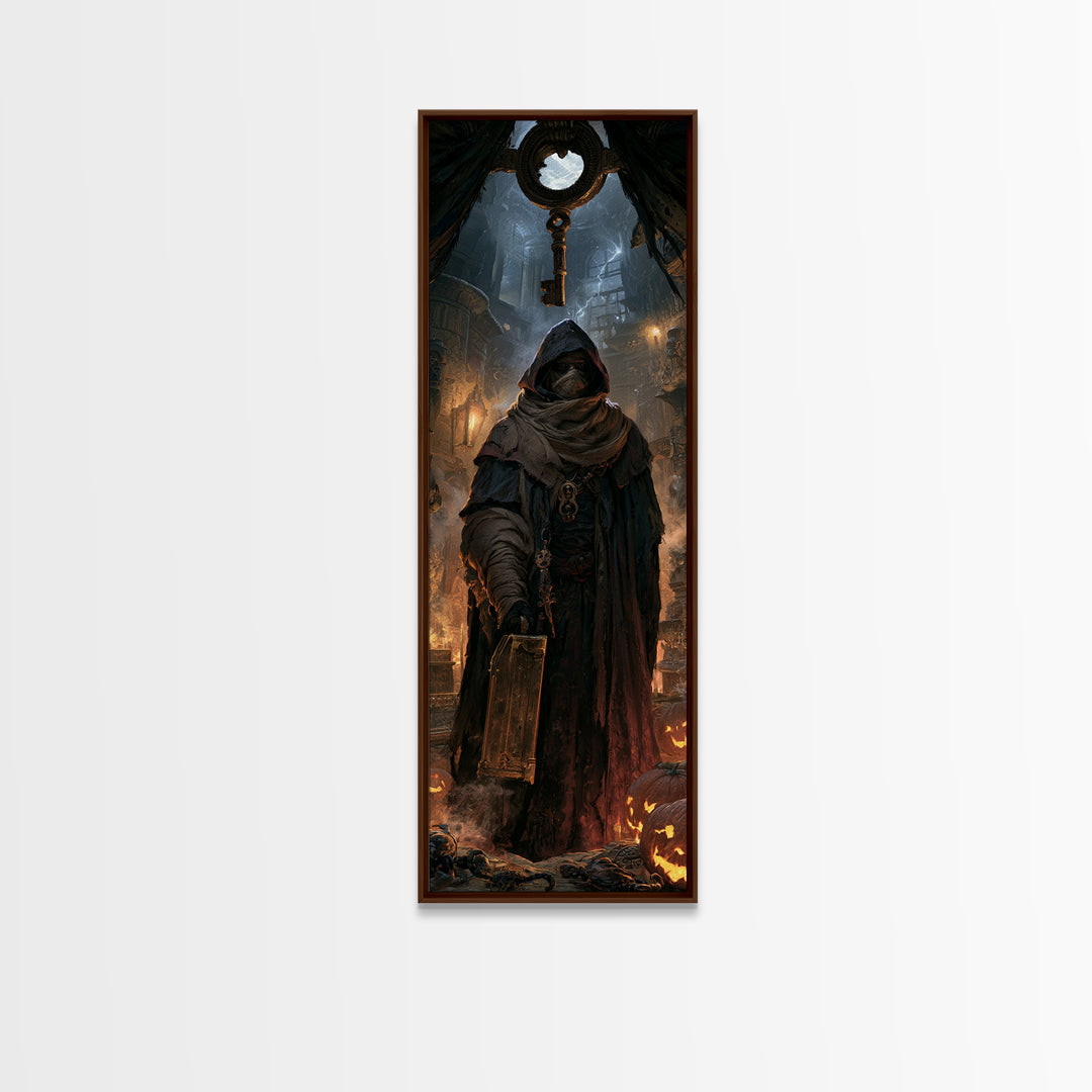 The Moonlit Embalmer, Victorian Mummy Portrait, Tall Narrow Canvas Print, Macabre Home Decor, Antique Horror Decor, Classic Monster Art