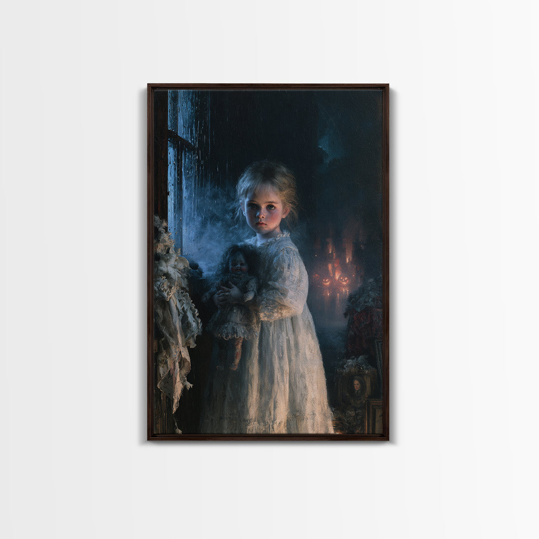 The Nursery Wisp, Victorian Ghost Portrait, Vertical Canvas Print, Dark Academia Decor, Gothic Wall Decor, Classic Monster Art
