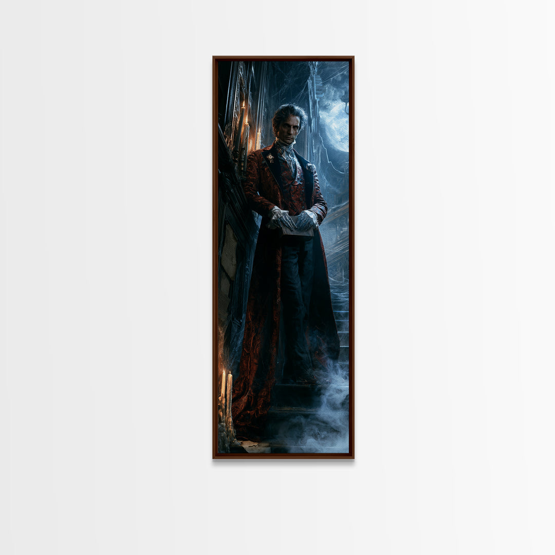 The Library Specter, Victorian Ghost Portrait, Tall Narrow Canvas Print, Macabre Home Decor, Canvas Print, Classic Monster Art