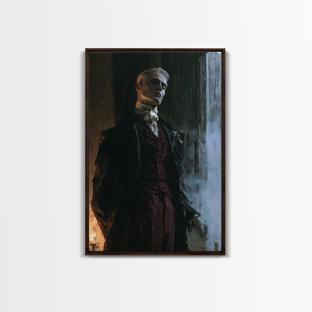 The Ballroom Phantom, Victorian Ghost Portrait, Vertical Canvas Print, Classic Halloween Decor, Gothic Wall Decor, Classic Monster Art