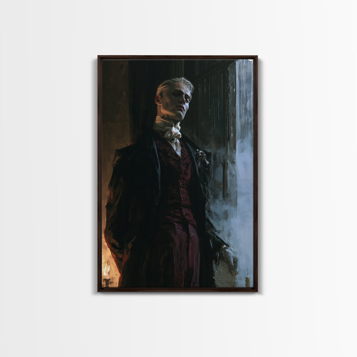 The Ballroom Phantom, Victorian Ghost Portrait, Vertical Canvas Print, Classic Halloween Decor, Gothic Wall Decor, Classic Monster Art