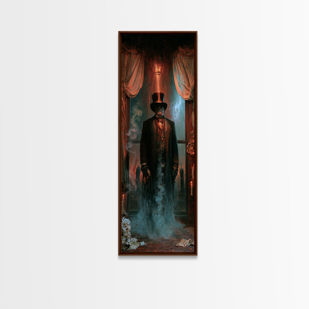 The Railway Ghost, Victorian Ghost Portrait, Tall Narrow Canvas Print, Gothic Home Decor, Halloween Portrait Art, Classic Monster Art