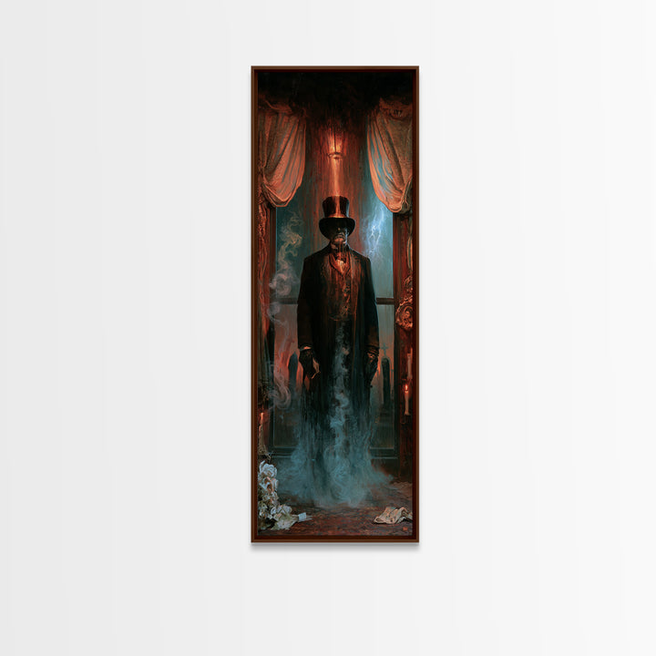 The Railway Ghost, Victorian Ghost Portrait, Tall Narrow Canvas Print, Gothic Home Decor, Halloween Portrait Art, Classic Monster Art