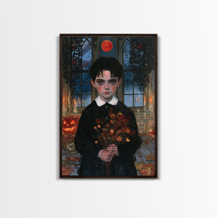 The Churchyard Child, Victorian Ghost Portrait, Vertical Canvas Print, Classic Halloween Decor, Canvas Print, Classic Monster Art