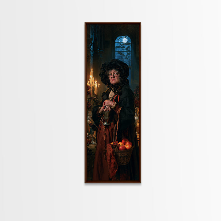 The Orchard Hexer, Victorian Witch Portrait, Tall Narrow Canvas Print, Macabre Home Decor, Spooky Season Decor, Classic Monster Art