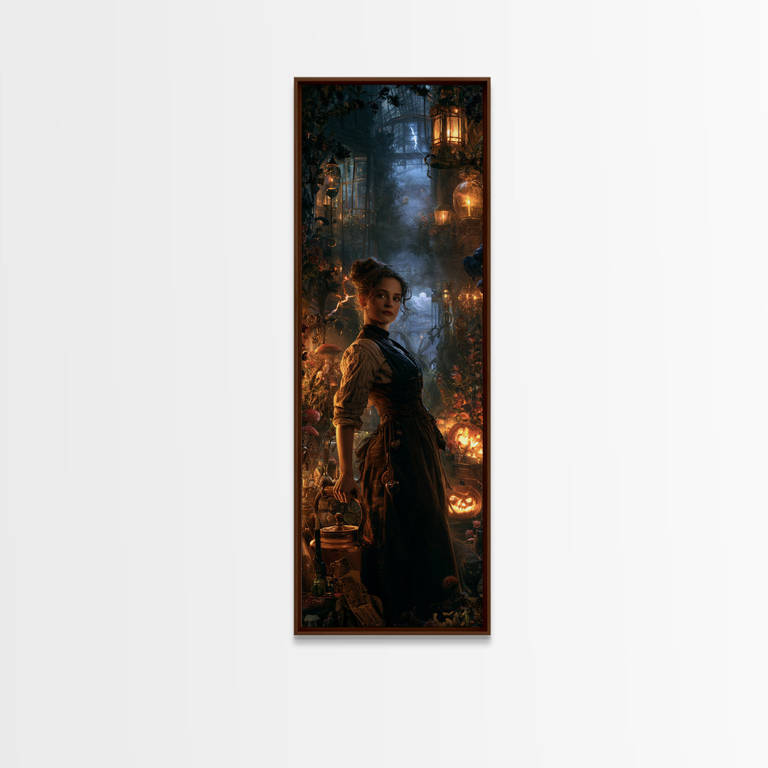 The Kitchen Witch, Victorian Witch Portrait, Tall Narrow Canvas Print, Gothic Home Decor, Gothic Wall Decor, Classic Monster Art