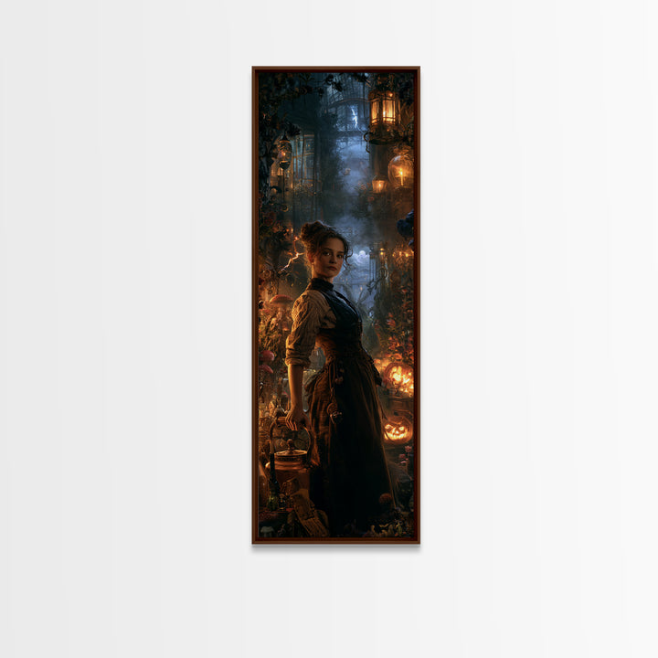 The Kitchen Witch, Victorian Witch Portrait, Tall Narrow Canvas Print, Gothic Home Decor, Gothic Wall Decor, Classic Monster Art