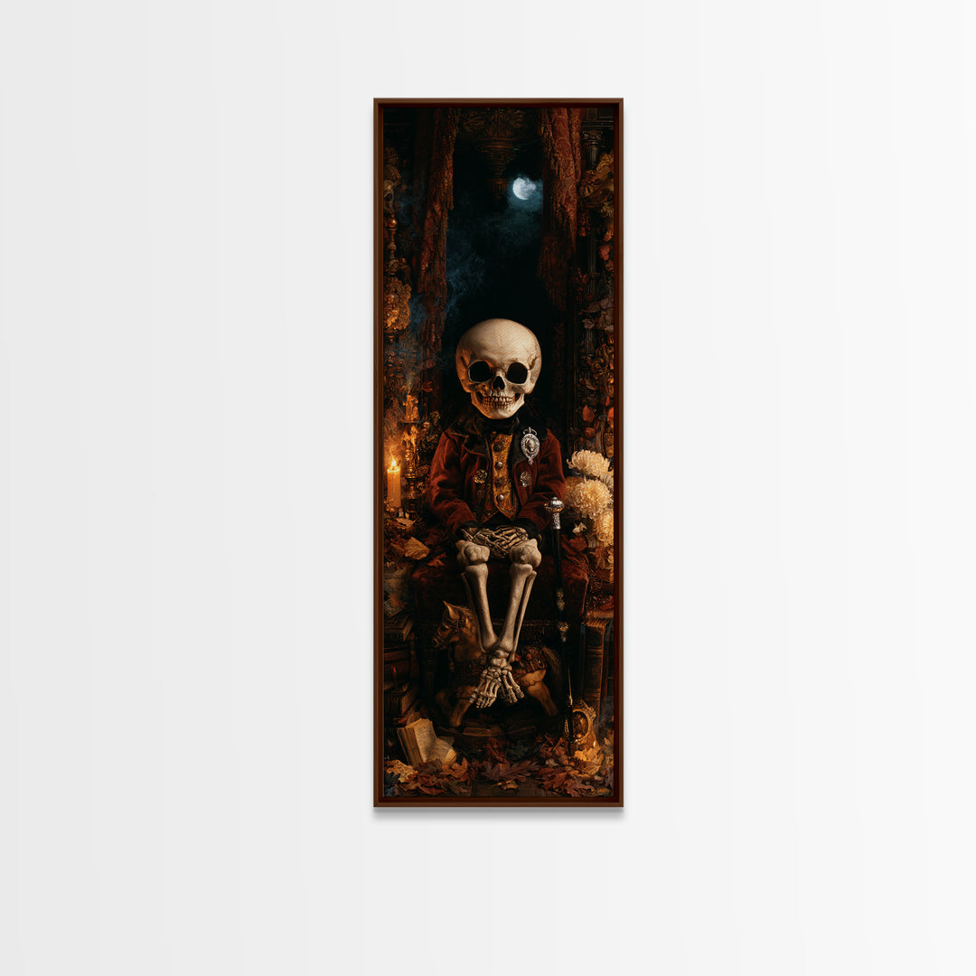 The Ossuary Child, Victorian Skeleton Portrait, Tall Narrow Canvas Print, Gothic Home Decor, Gothic Wall Decor, Classic Monster Art