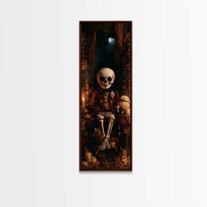 The Ossuary Child, Victorian Skeleton Portrait, Tall Narrow Canvas Print, Gothic Home Decor, Gothic Wall Decor, Classic Monster Art