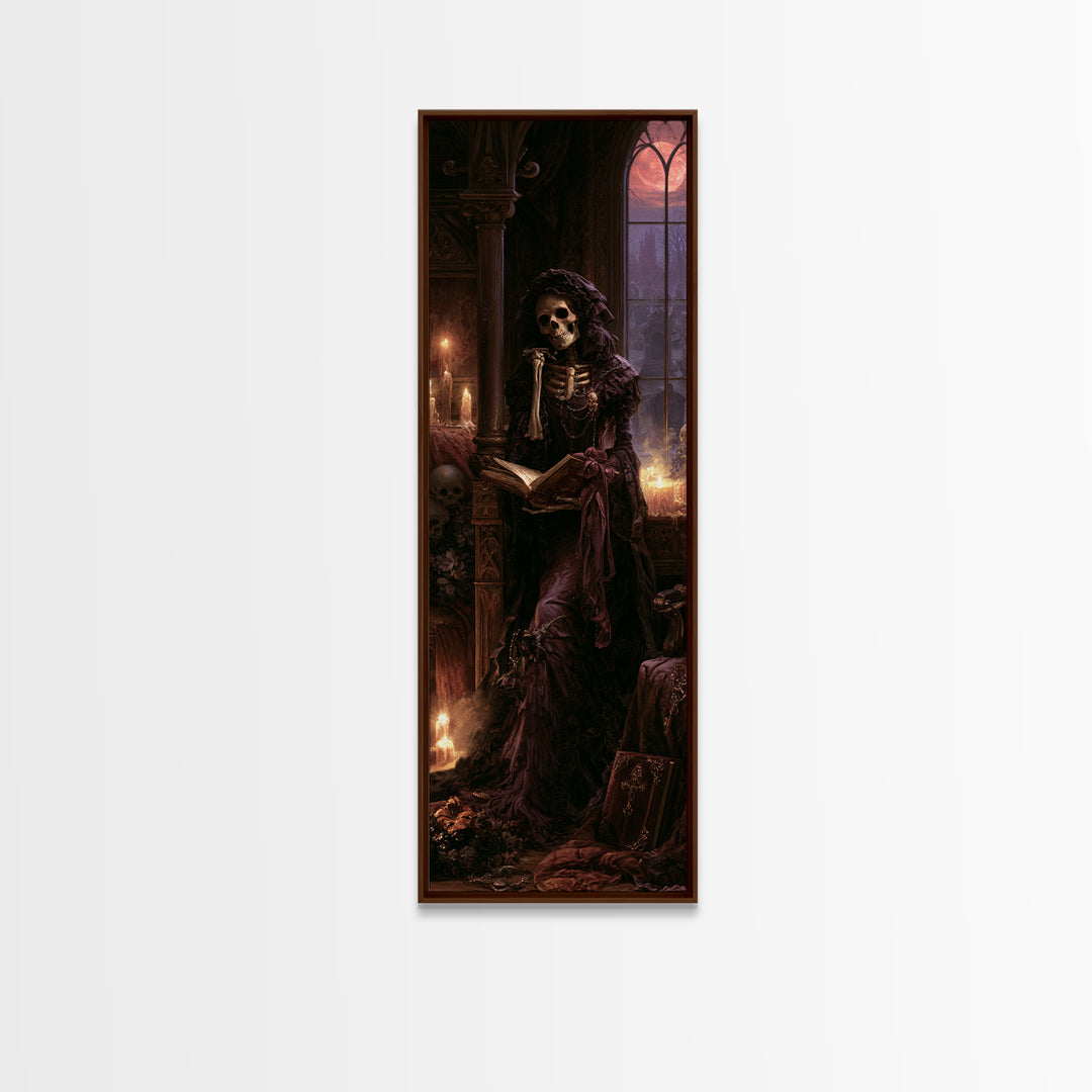 The Ballad-Singer Skeleton, Victorian Skeleton Portrait, Tall Narrow Canvas Print, Gothic Home Decor, Classic Monster Art