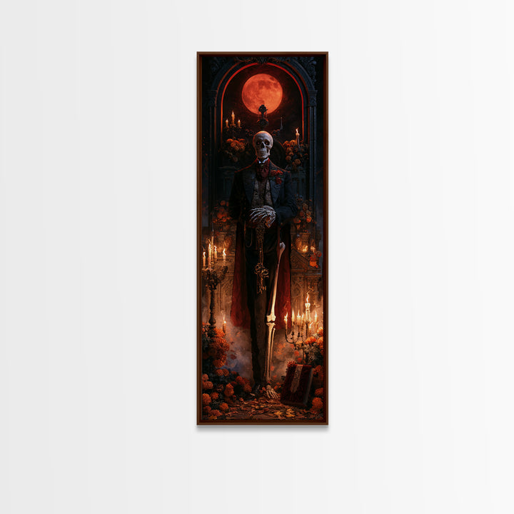 The Crypt Chamberlain, Victorian Skeleton Portrait, Tall Narrow Canvas Print, Gothic Home Decor, Gothic Wall Decor, Classic Monster Art