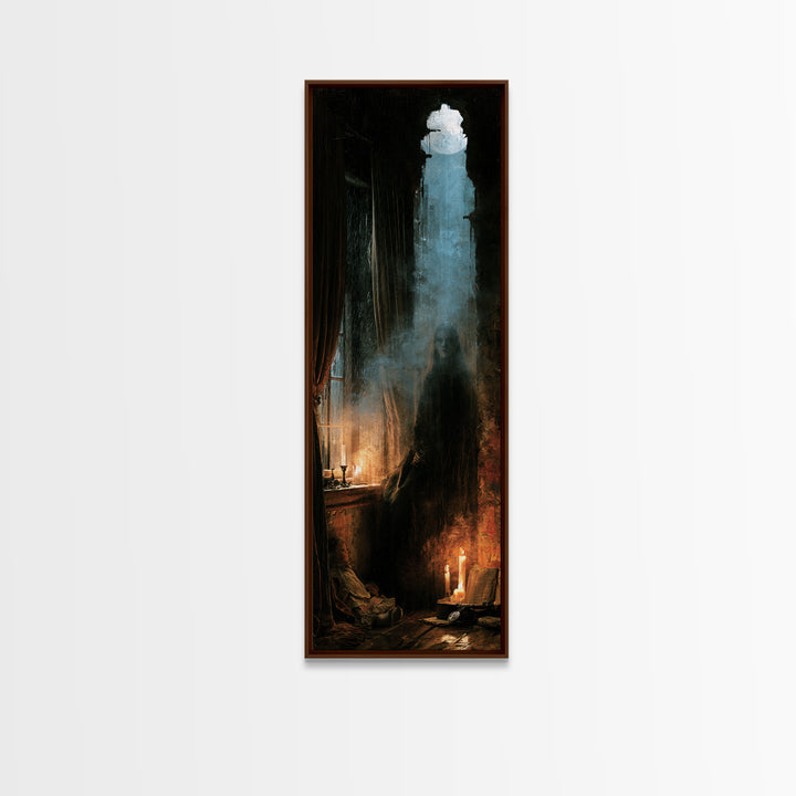 The Cellar Phantom, Victorian Phantom Portrait, Tall Narrow Canvas Print, Classic Halloween Decor, Spooky Season Decor, Classic Monster Art