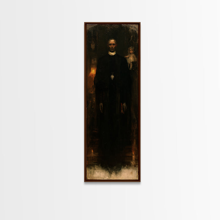 The Cloister Phantom, Victorian Phantom Portrait, Tall Narrow Canvas Print, Dark Academia Decor, Antique Horror Decor, Classic Monster Art