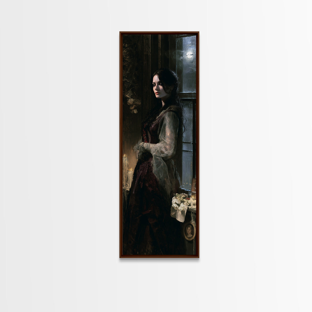 The Lake House Wraith, Victorian Phantom Portrait, Tall Narrow Canvas Print, Gothic Home Decor, Gothic Wall Decor, Classic Monster Art