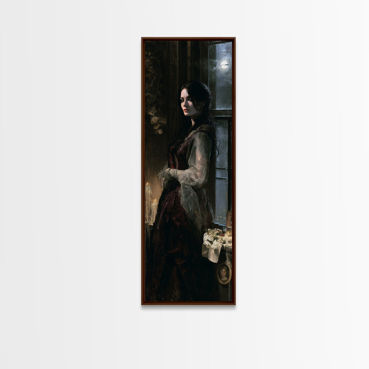 The Lake House Wraith, Victorian Phantom Portrait, Tall Narrow Canvas Print, Gothic Home Decor, Gothic Wall Decor, Classic Monster Art