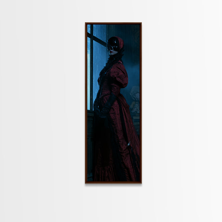 The Velvet Mask Specter, Victorian Phantom Portrait, Tall Narrow Canvas Print, Classic Halloween Decor, Canvas Print, Classic Monster Art