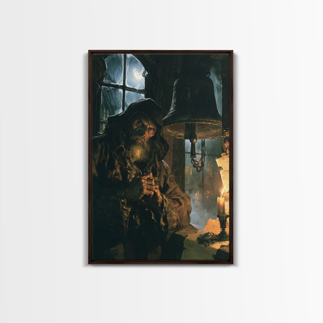 The Tower Bell Phantom, Victorian Phantom Portrait, Vertical Canvas Print, Gothic Home Decor, Spooky Season Decor, Classic Monster Art