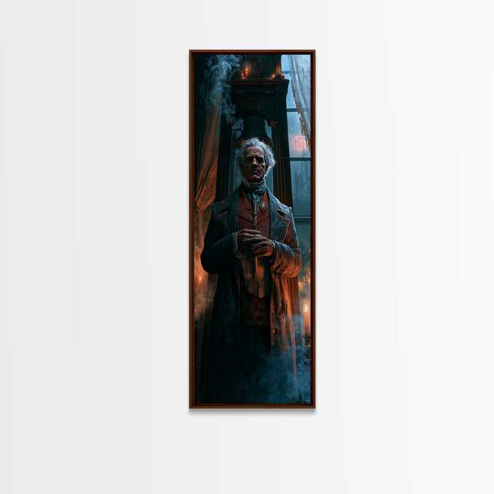 The Tower Bell Phantom, Victorian Phantom Portrait, Tall Narrow Canvas Print, Dark Academia Decor, Antique Horror Decor, Classic Monster Art