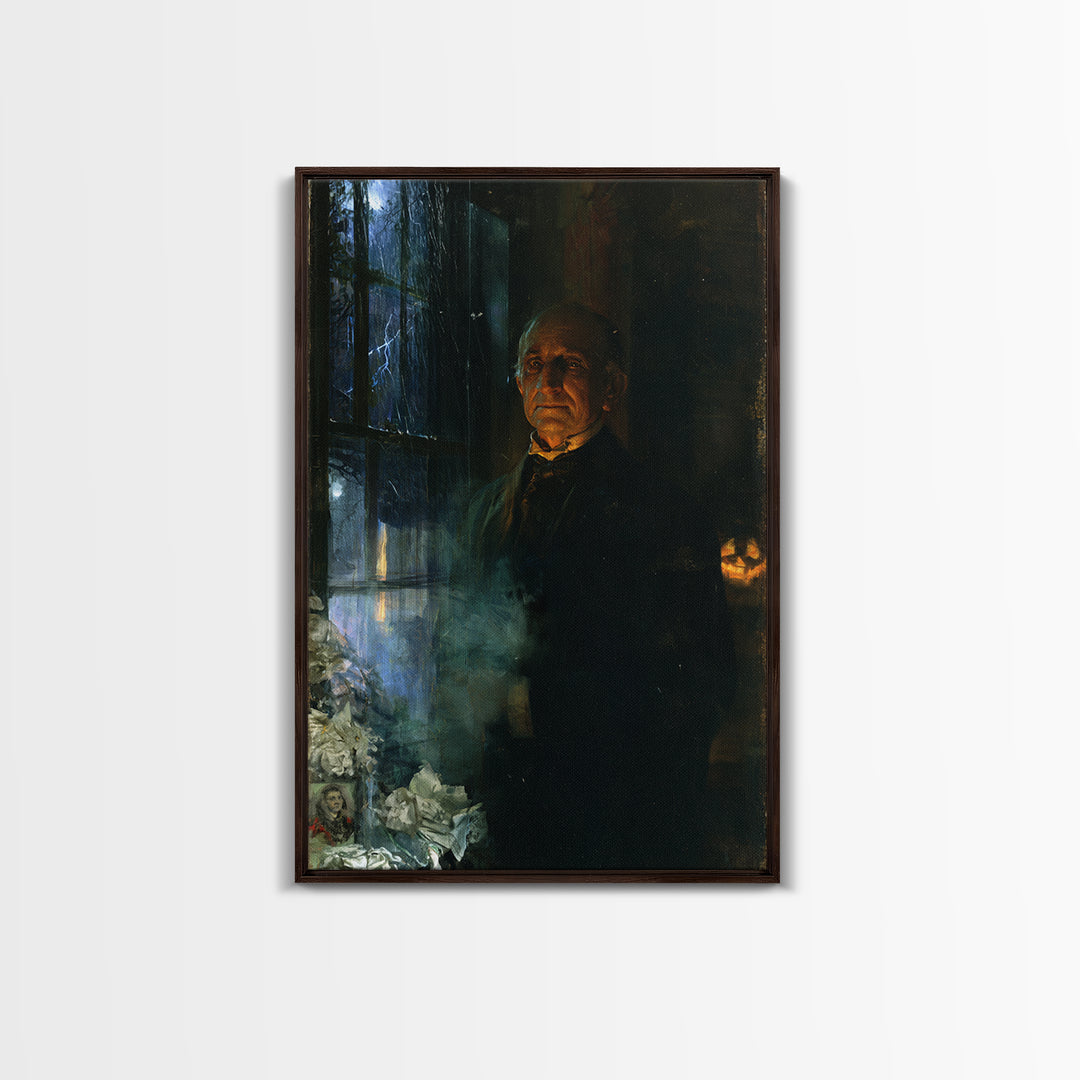 The Servant Of The North Wing, Victorian Phantom Portrait, Vertical Canvas Print, Antique Style Decor, Classic Monster Art