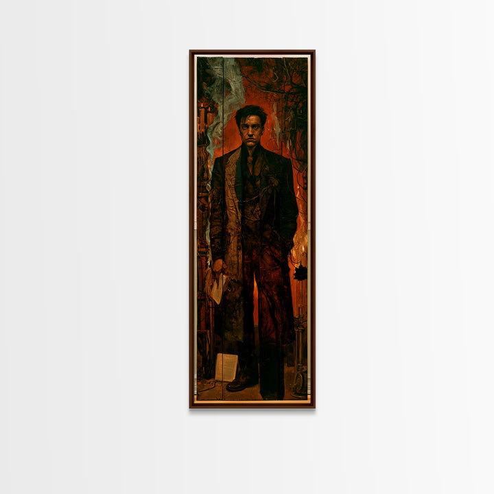 The Bolt-Browed Magistrate, Victorian Monster Portrait, Tall Narrow Canvas Print, Antique Style Decor, Classic Monster Art