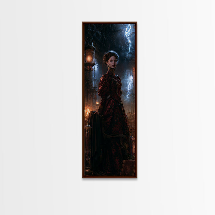The Thunder Parlour Girl, Victorian Monster Portrait, Tall Narrow Canvas Print, Gothic Home Decor, Spooky Season Decor, Classic Monster Art