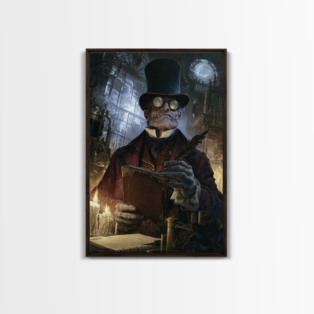 The Graveyard Tutor, Victorian Monster Portrait, Vertical Canvas Print, Classic Halloween Decor, Spooky Season Decor, Classic Monster Art