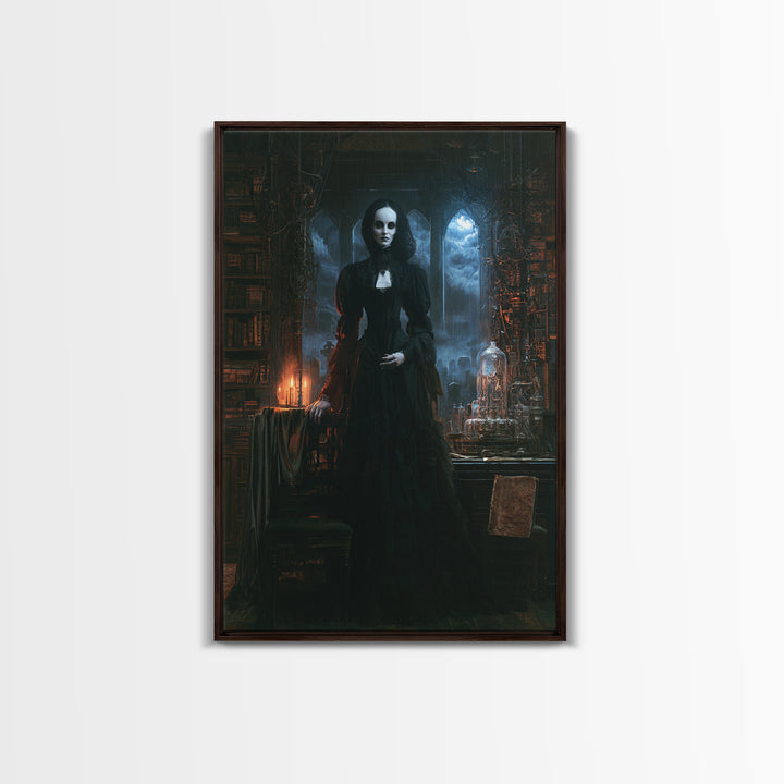 The Alabaster Creation, Victorian Monster Portrait, Vertical Canvas Print, Classic Halloween Decor, Spooky Season Decor, Classic Monster Art