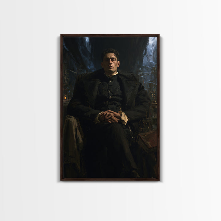 The Clocktower Patient, Victorian Monster Portrait, Vertical Canvas Print, Classic Halloween Decor, Canvas Print, Classic Monster Art