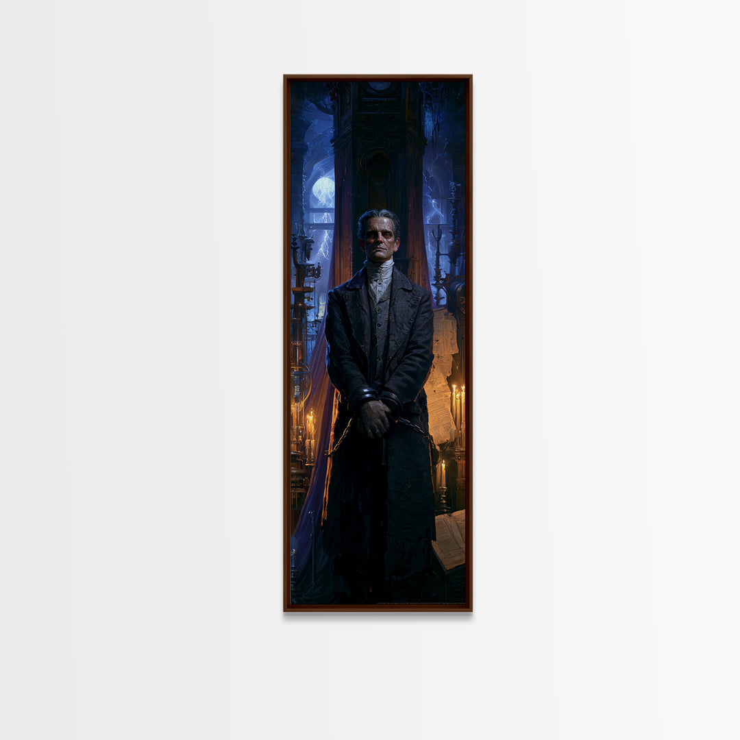 The Clocktower Patient, Victorian Monster Portrait, Tall Narrow Canvas Print, Antique Style Decor, Antique Horror Decor, Classic Monster Art