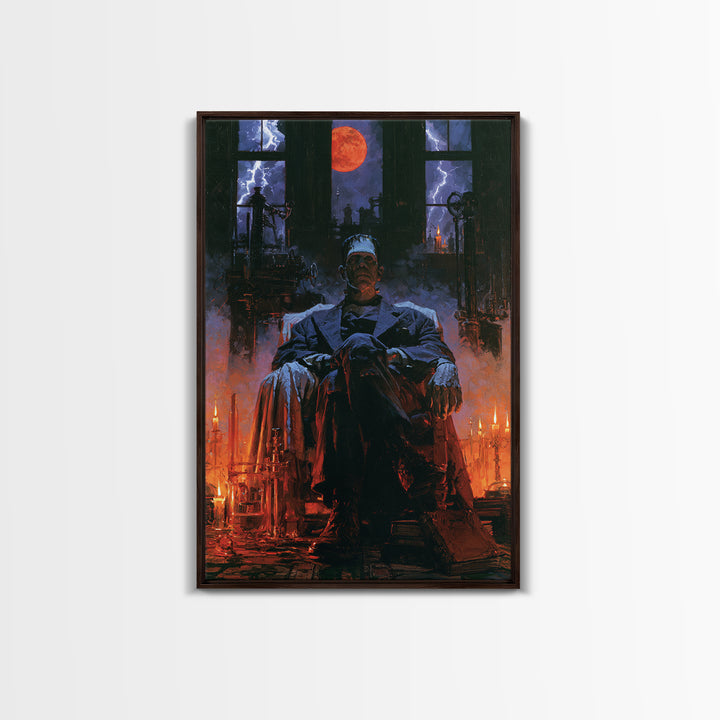The Manor House Colossus, Victorian Monster Portrait, Vertical Canvas Print, Antique Style Decor, Classic Monster Art