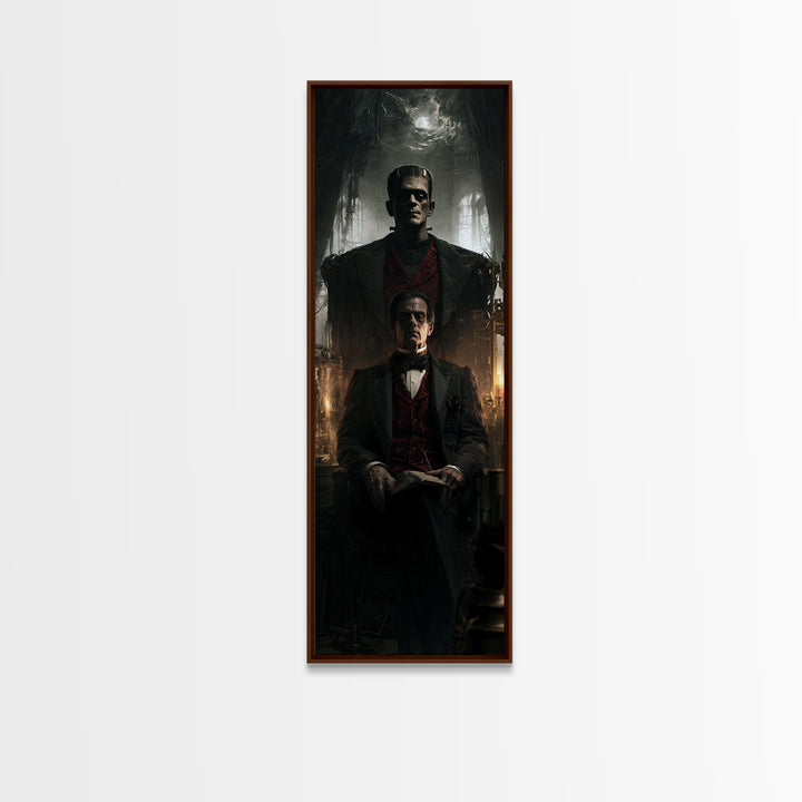 The Manor House Colossus, Victorian Monster Portrait, Tall Narrow Canvas Print, Macabre Home Decor, Classic Monster Art
