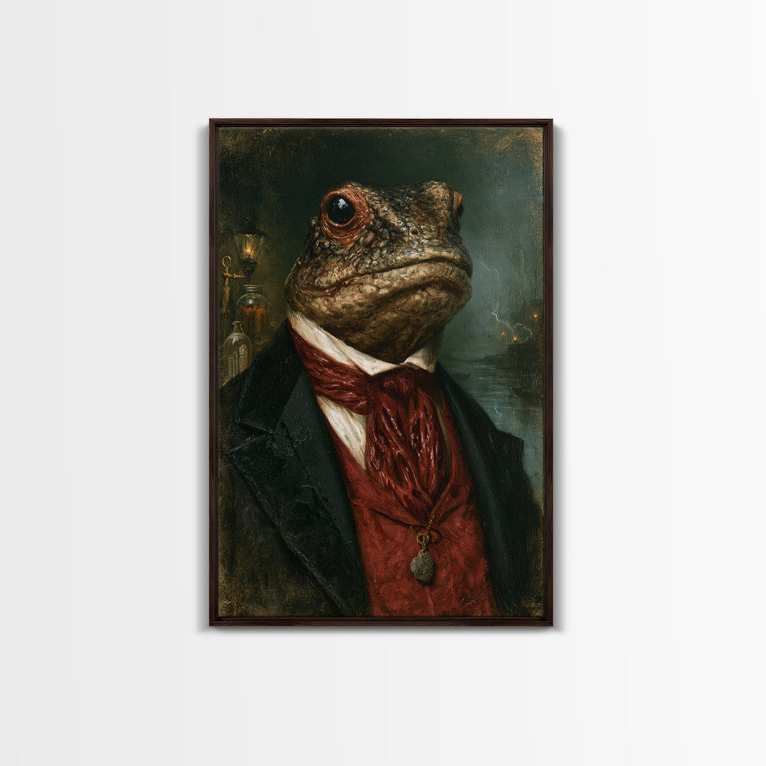 The Marsh Gentleman, Victorian Creature Portrait, Vertical Canvas Print, Gothic Home Decor, Antique Horror Decor, Classic Monster Art
