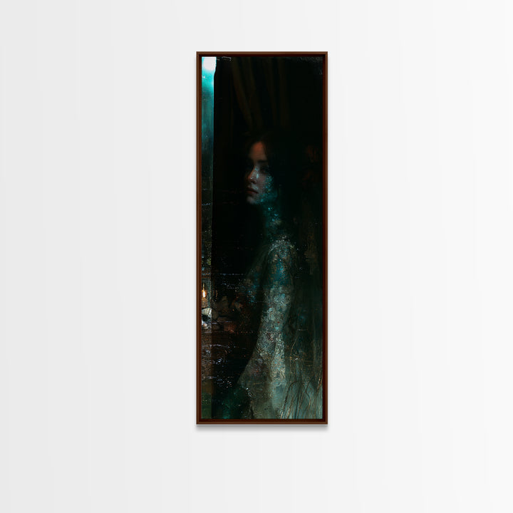 The Lagoon Bride, Victorian Creature Portrait, Tall Narrow Canvas Print, Macabre Home Decor, Halloween Portrait Art, Classic Monster Art