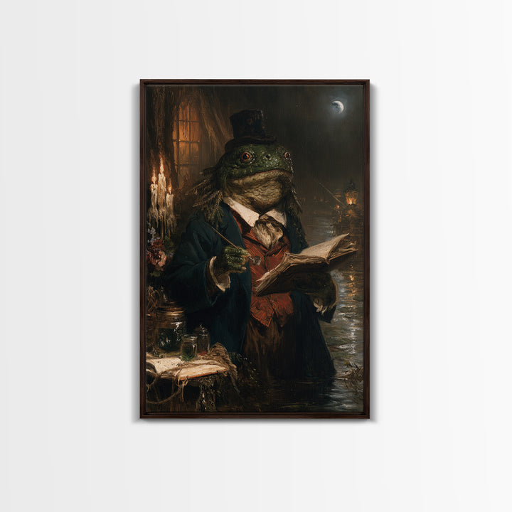 The Fen Naturalist, Victorian Creature Portrait, Vertical Canvas Print, Classic Halloween Decor, Spooky Season Decor, Classic Monster Art