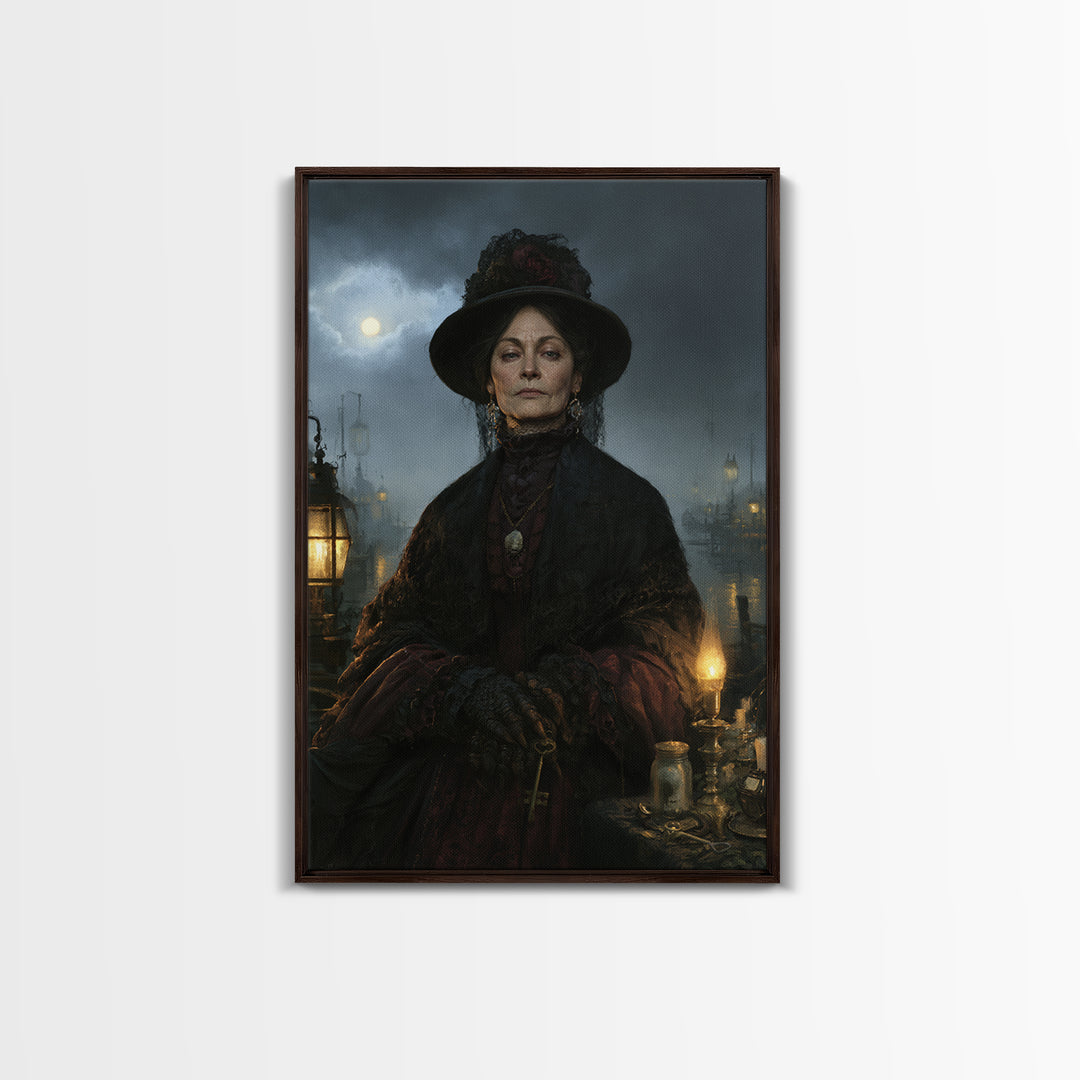 The Marsh Widow, Victorian Creature Portrait, Vertical Canvas Print, Dark Academia Decor, Gothic Wall Decor, Classic Monster Art