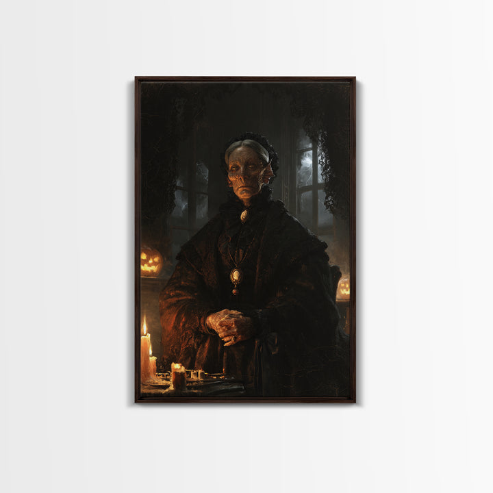 The Estuary Dowager, Victorian Creature Portrait, Vertical Canvas Print, Classic Halloween Decor, Spooky Season Decor, Classic Monster Art