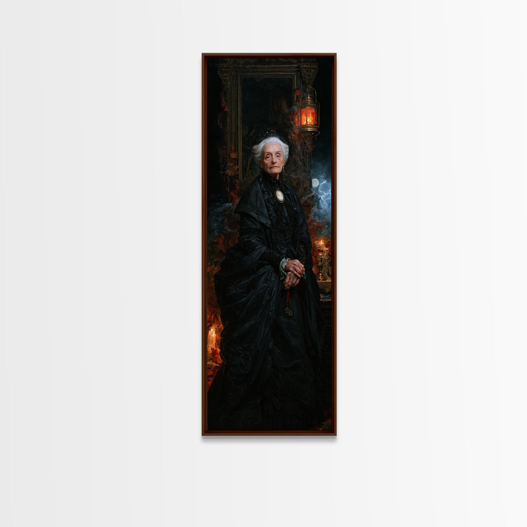 The Estuary Dowager, Victorian Creature Portrait, Tall Narrow Canvas Print, Gothic Home Decor, Gothic Wall Decor, Classic Monster Art