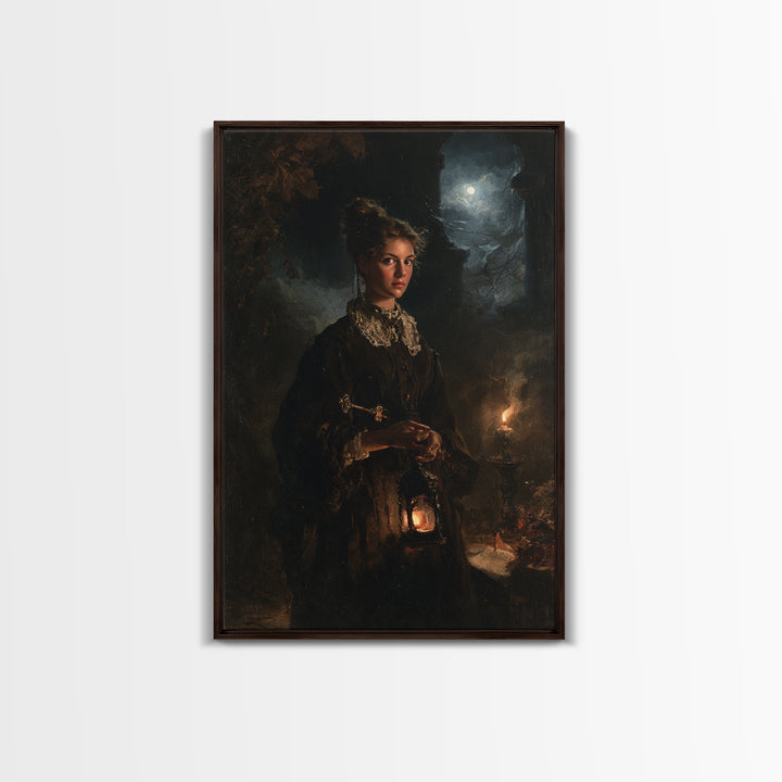 The Grave-Robber’s Daughter, Gothic Victorian Portrait, Vertical Canvas Print, Dark Academia Decor, Classic Monster Art