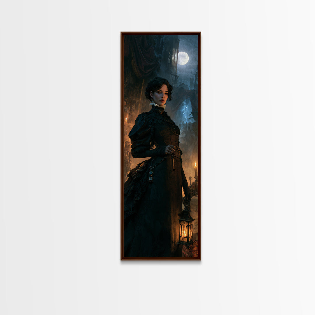 The Grave-Robber’s Daughter, Gothic Victorian Portrait, Tall Narrow Canvas Print, Macabre Home Decor, Classic Monster Art